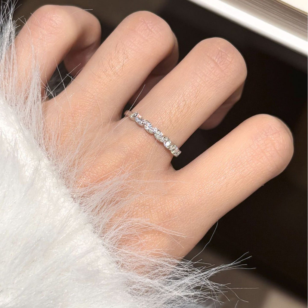 S925 Sterling Silver Moissanite Twisted Rope-Style Ring