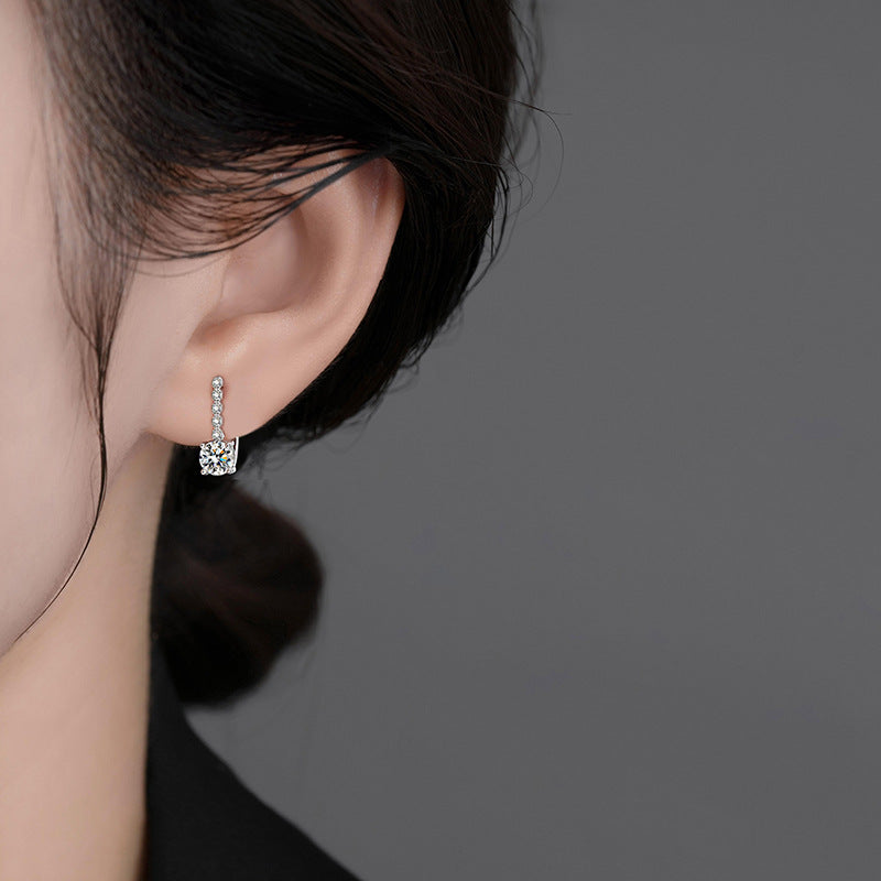 Classic U-Shaped Moissanite Earrings — 925 Sterling Silver