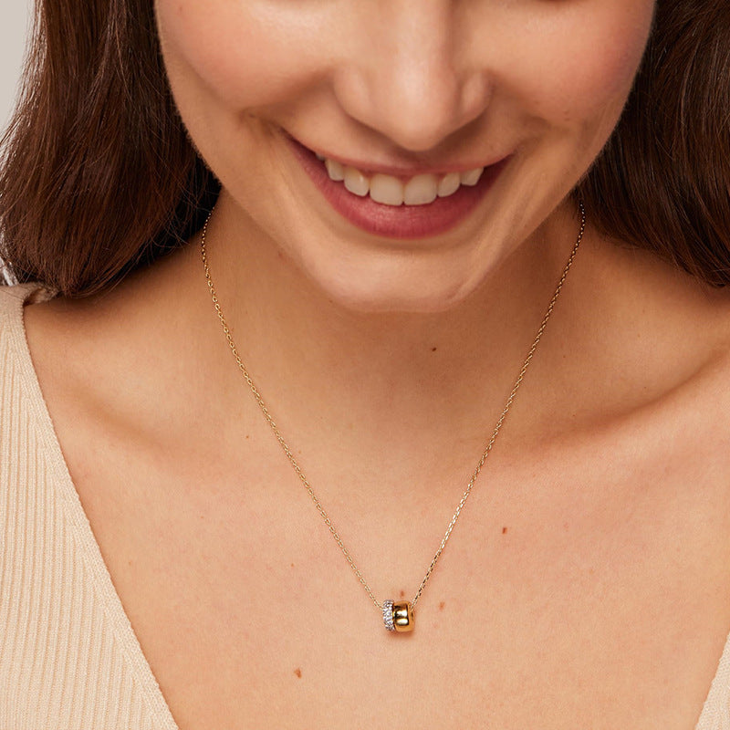 S925 Sterling Silver Moissanite Double Ring Necklace