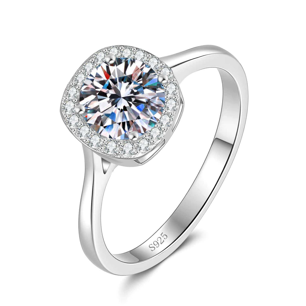 S925 Silver Square-Cut Moissanite Ring