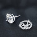 925 Sterling Silver Simple Round Pouch with Four-Prong Moissanite Earrings - Two Ways to Wear