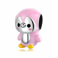 S925 Sterling Silver Pink Penguin Bead Pendant
