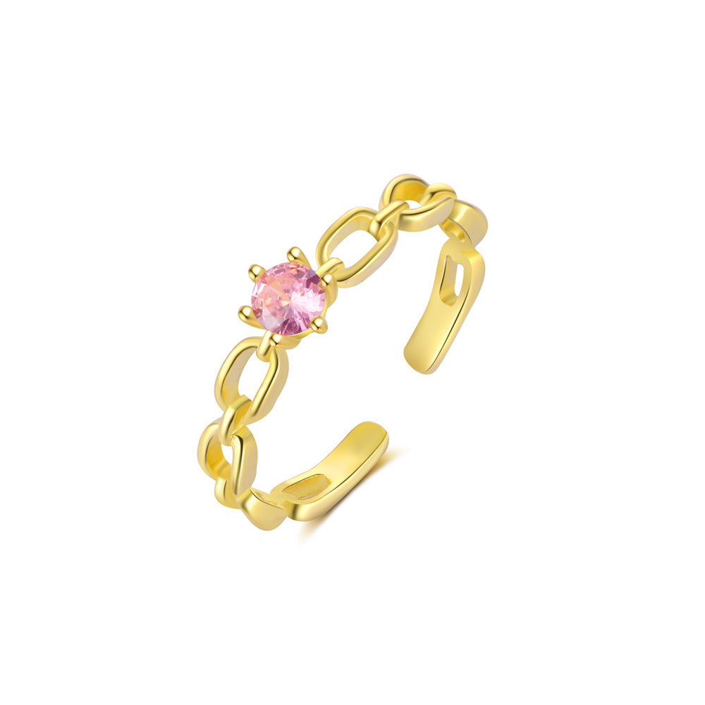 S925 Sterling Silver Open Ring with Zirconia