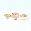 S925 Sterling Silver Gold Plated Natural Rose Quartz Ring