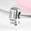 S925 Sterling Silver Vintage Microphone Shape Beaded Pendant