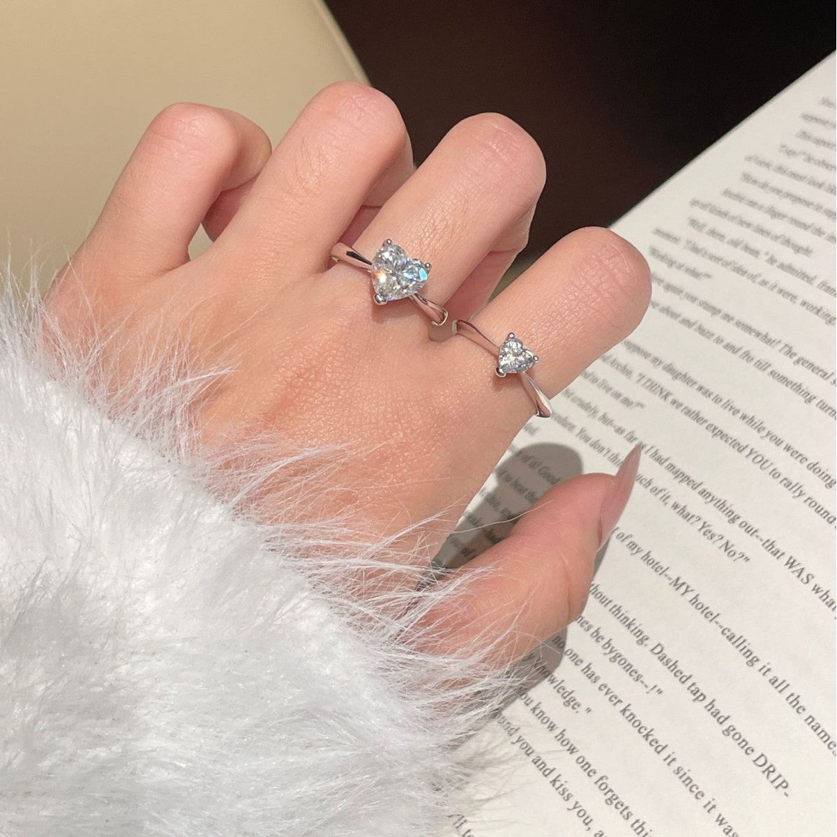 S925 Sterling Silver Heart-Shaped Moissanite Ring