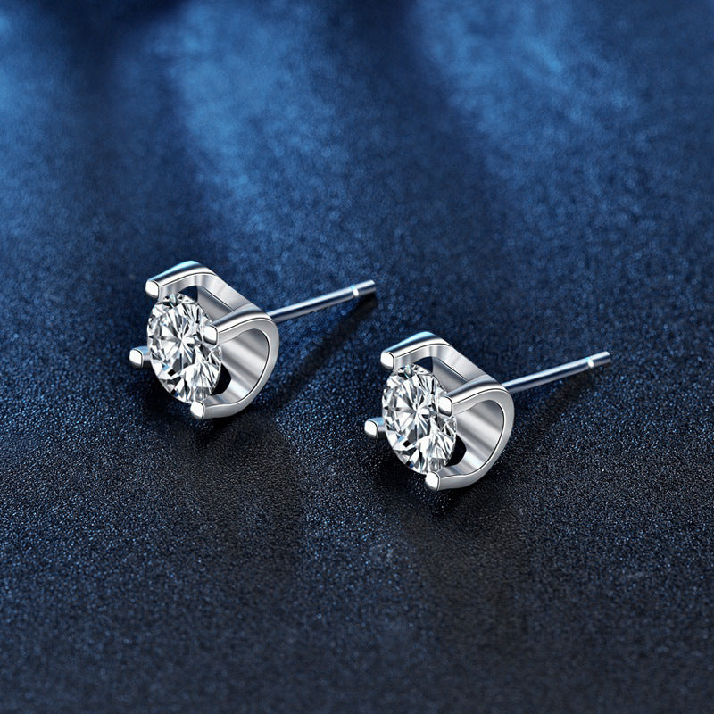 S925 Sterling Silver Korean Style Simple Elegance Moissanite Bull Head Earrings