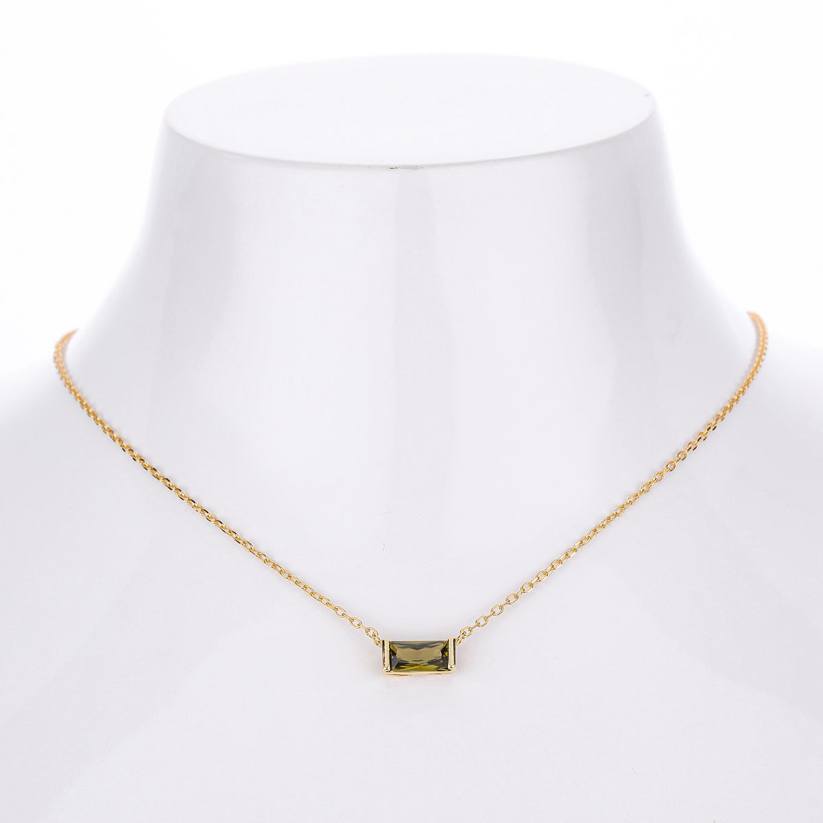Rectangular colored zircon s925 sterling silver December birthstone collar necklace