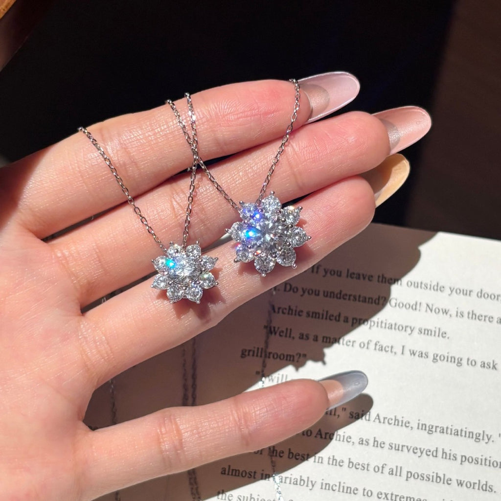 S925 Sterling Silver Sunflower Moissanite Necklace