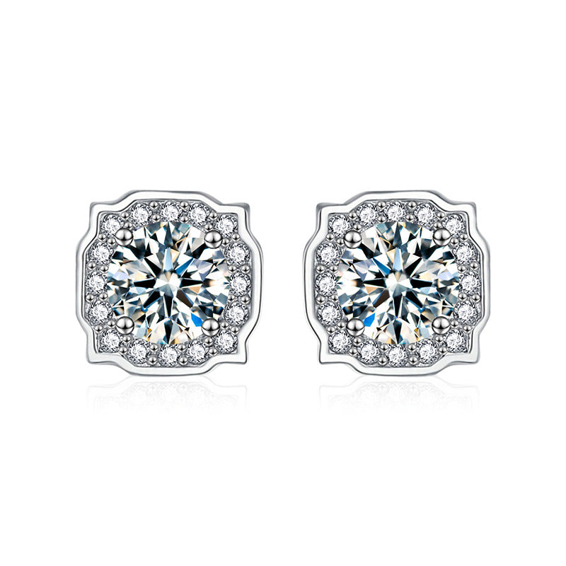 Moissanite & S925 Silver Square Stud Earrings (Harry Winston Style)
