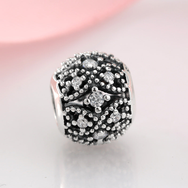 S925 Sterling Silver Spherical Hollow Flower Zircon Pendant