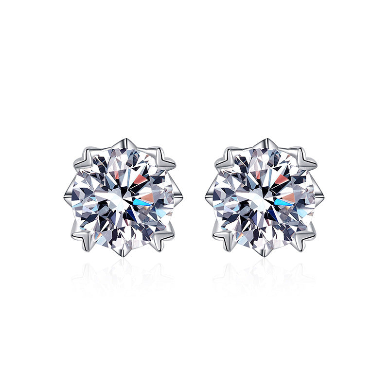 S925 Sterling Silver Snowflake Moissanite Earrings