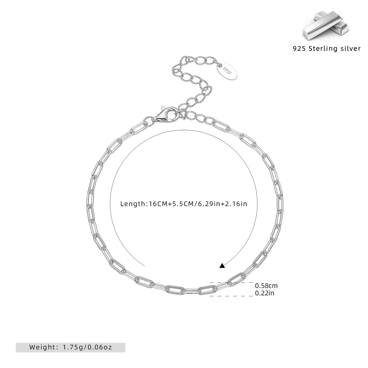 S925 Sterling Silver Cube Bracelet