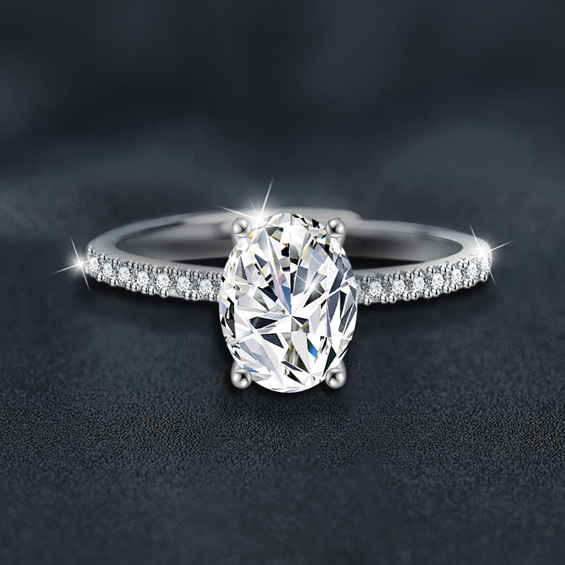 S925 Sterling Silver Oval Moissanite Ring 