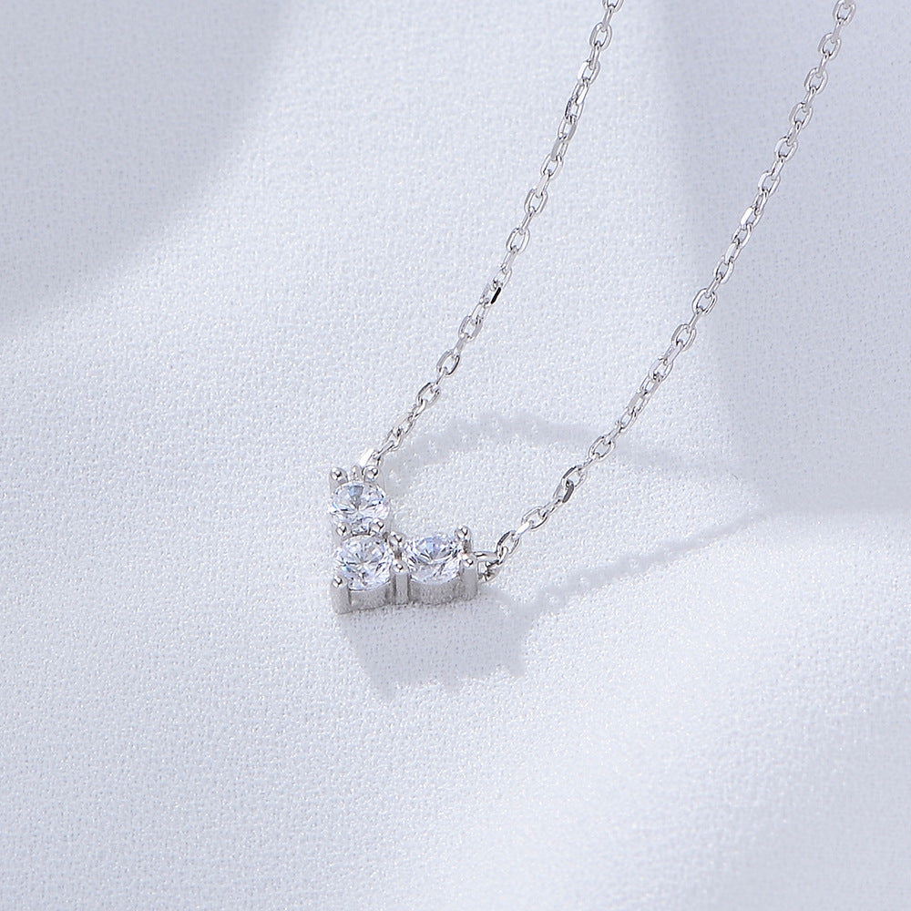 S925 Sterling Silver Zircon Diamond-Embedded Loving Heart Necklace