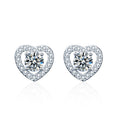 Moissanite four-prong S925 sterling silver heart-shaped earrings