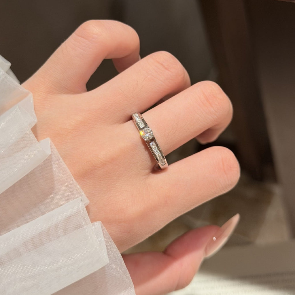 S925 Silver Moissanite Couple's Ring Set
