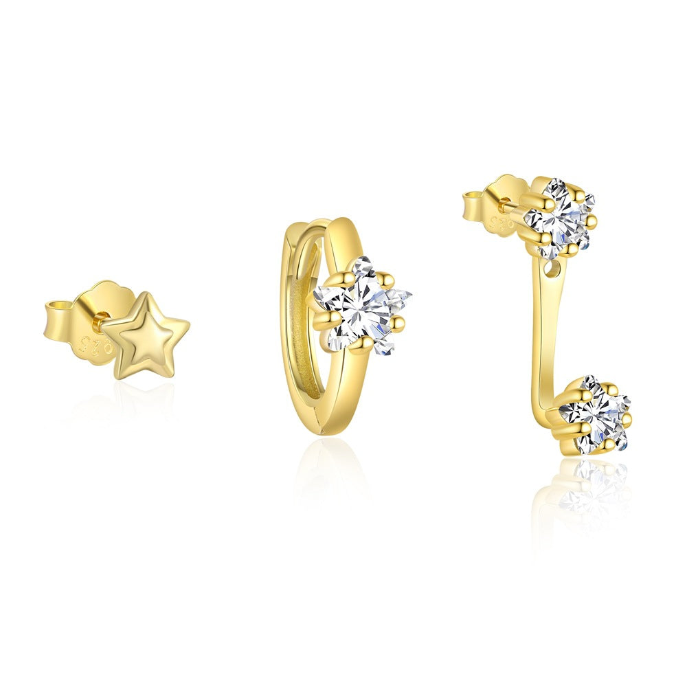 S925 Sterling Silver Zircon Stud Earrings