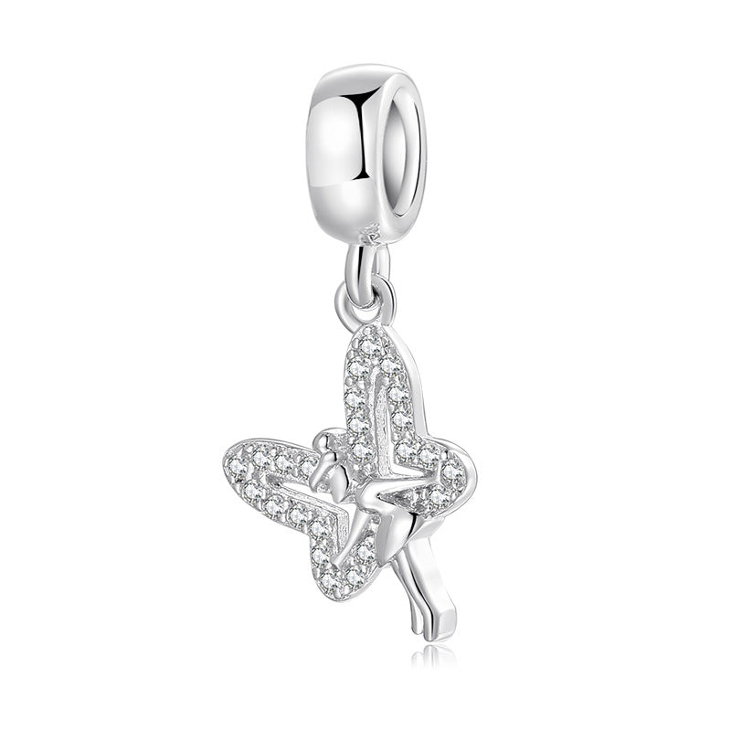 S925 Sterling Silver Butterfly Fairy Zircon Pendant
