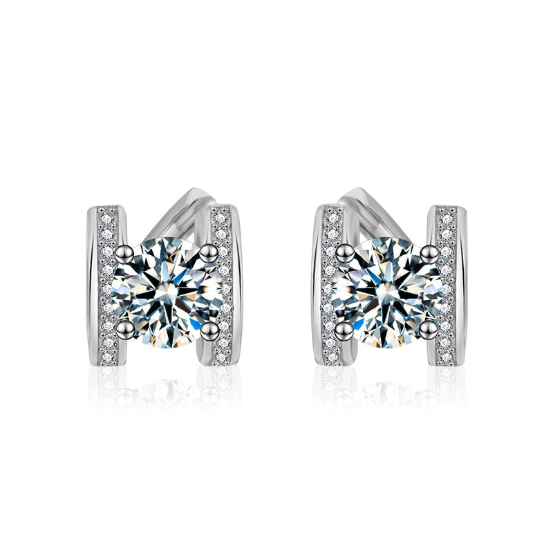 Moissanite S925 silver H letter earrings