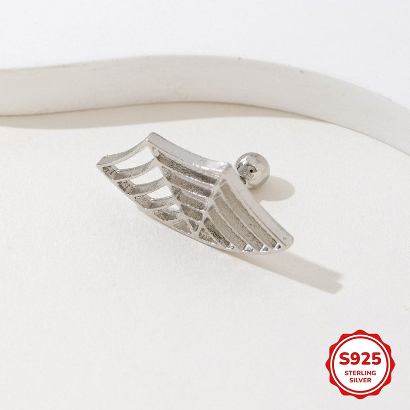 S925 Sterling Silver Halloween Spiderweb Stud Earrings