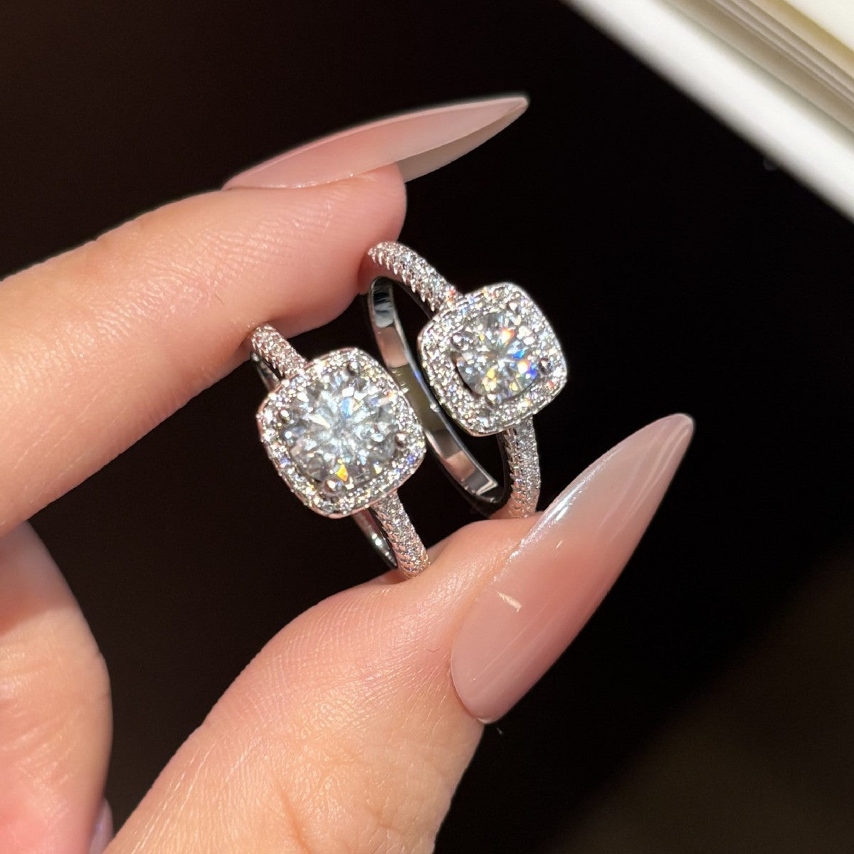 S925 Sterling Silver Princess-Cut Moissanite Ring