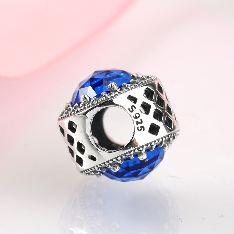 S925 Sterling Silver Beads Classic Color Zircon Snowflake Pendant