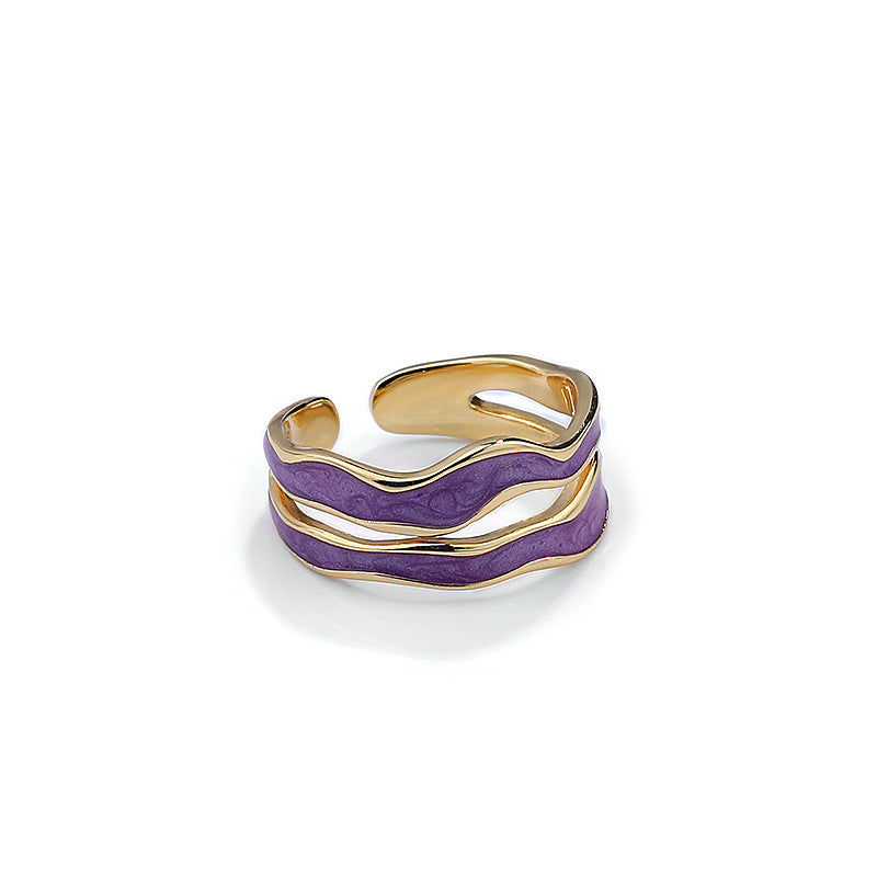 925 Sterling Silver Open Ring with Enamel Detail