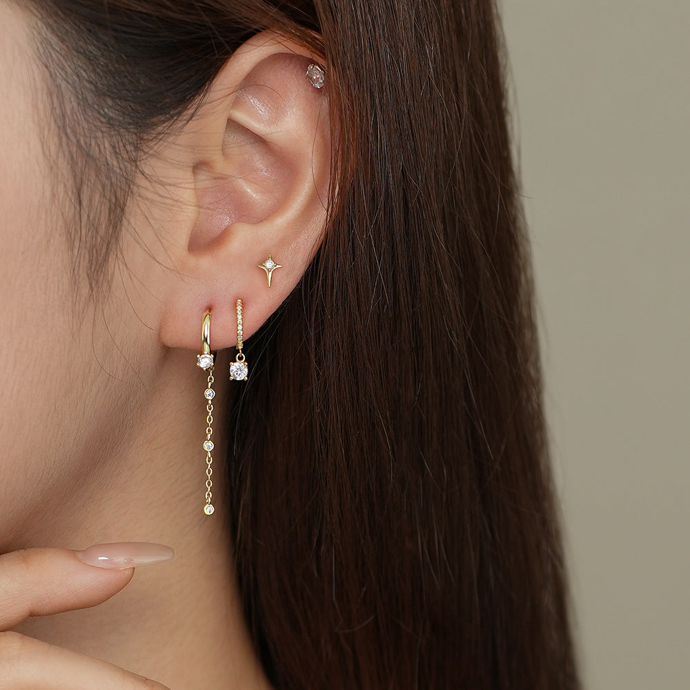 S925 Sterling Silver Planet Zircon Earrings