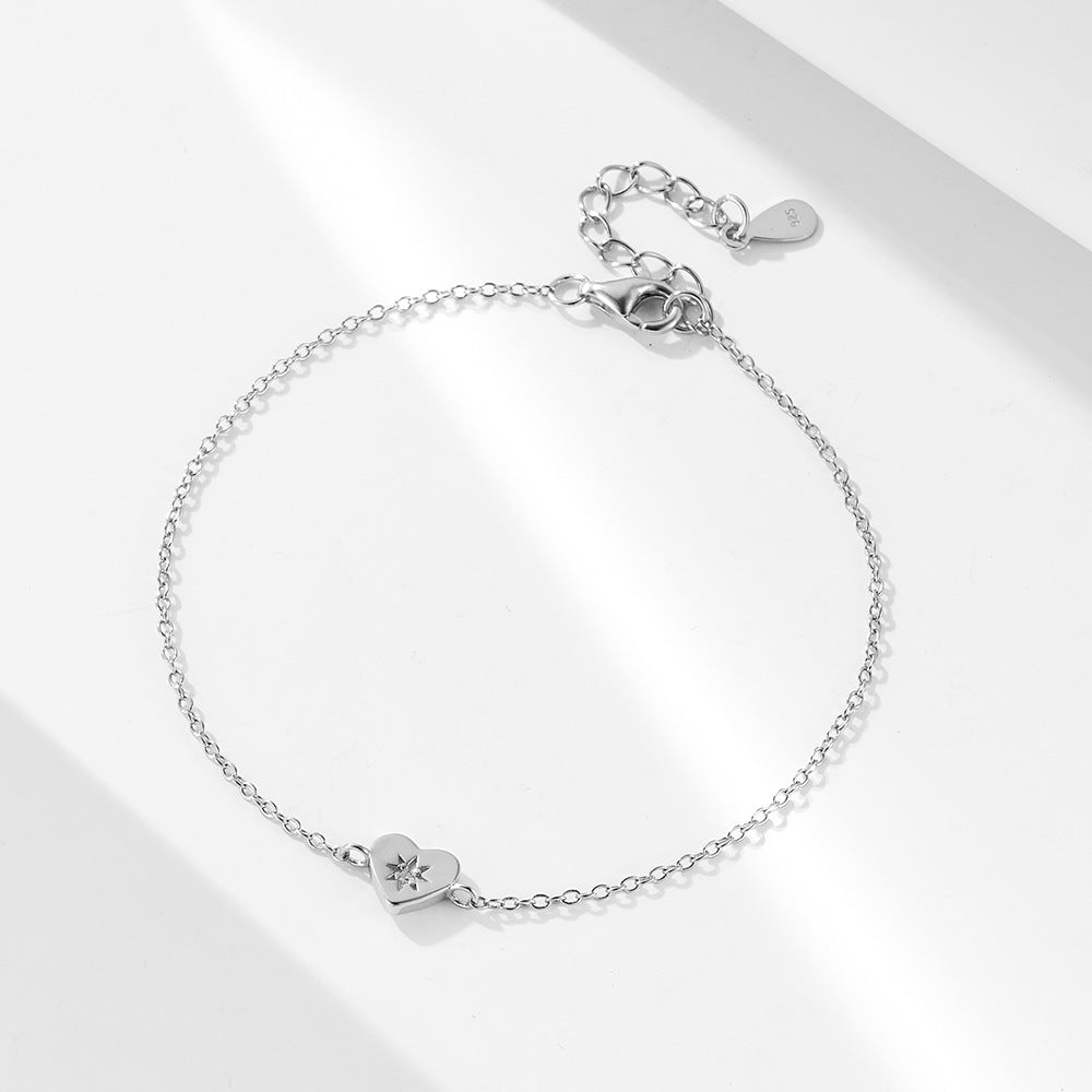 S925 Sterling Silver Electroplated 14K Gold Heart Shaped Love Bracelet