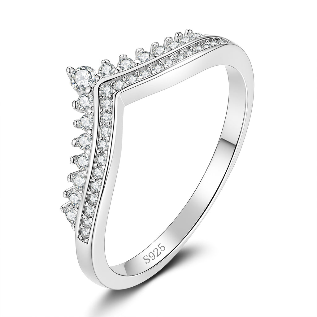S925 Sterling Silver Princess Crown Moissanite Ring