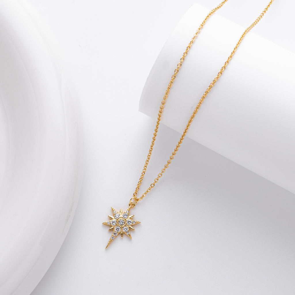 S925 Sterling Silver Zircon Star Necklace