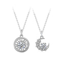 S925 Sterling Silver Moissanite Sun and Moon Lovers Pendant Necklace