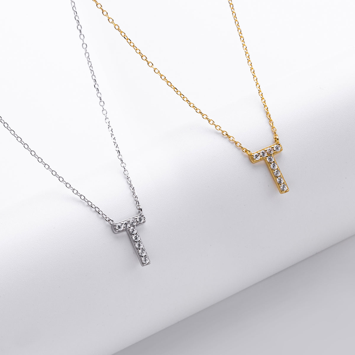 S925 Sterling Silver Simple Diamond Necklace with English Letters