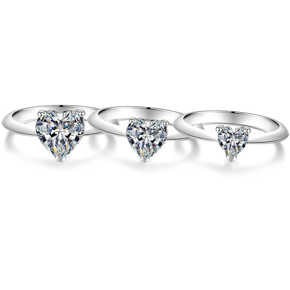 S925 Sterling Silver Heart-Shaped Moissanite Ring