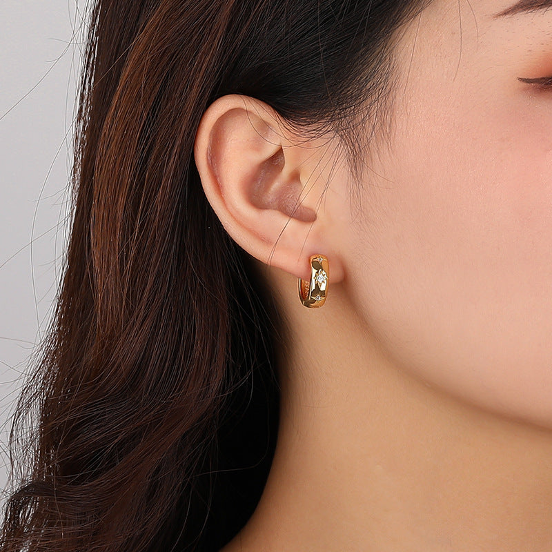 S925 Sterling Silver Hoop Earrings with Zirconia