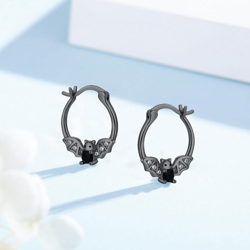 S925 Sterling Silver Halloween Little Bat Earrings