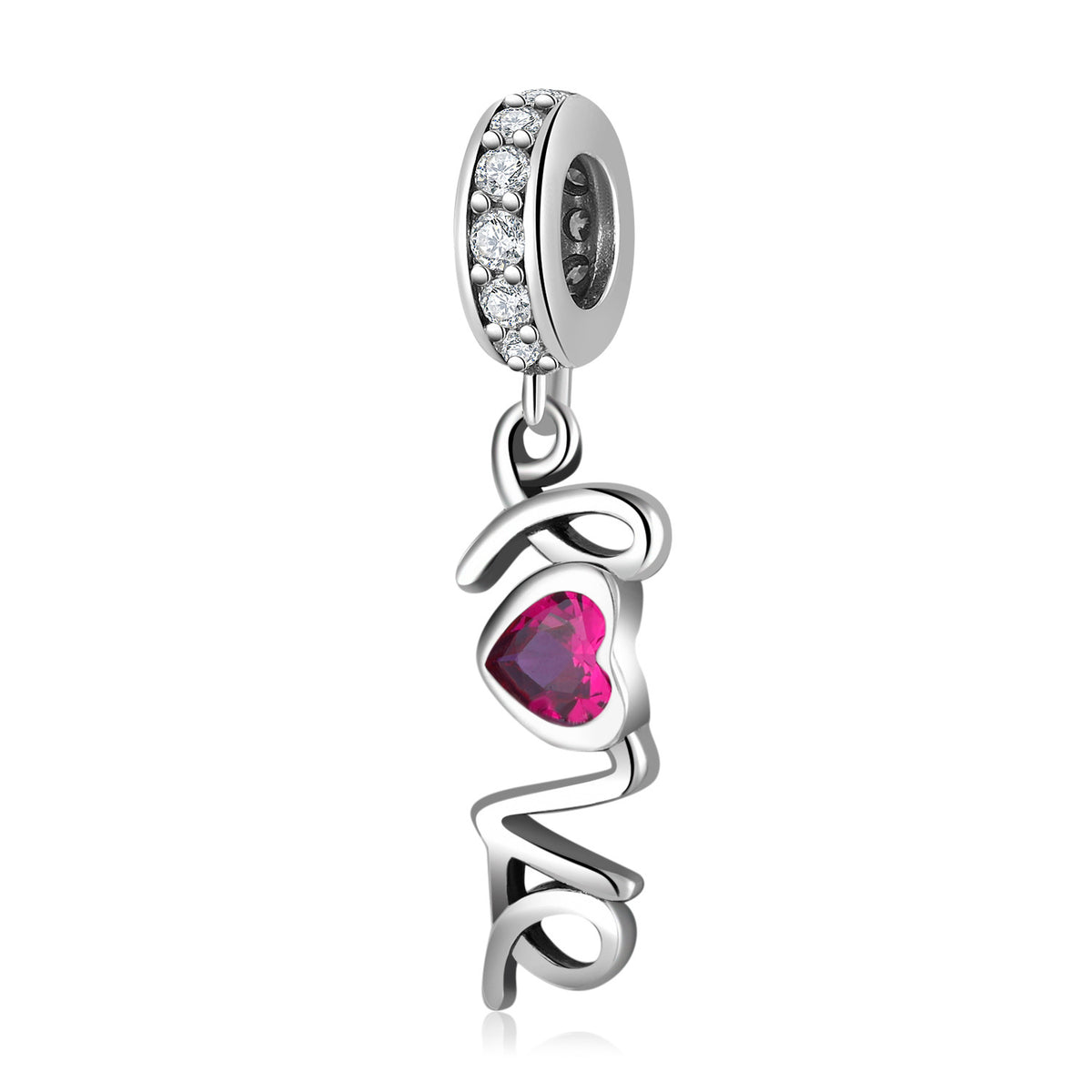 S925 Sterling Silver Love Red Zircon Pendant