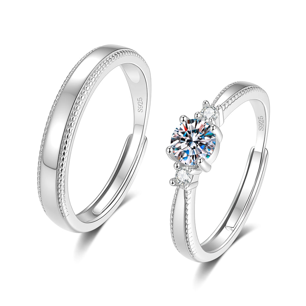S925 Sterling Silver Moissanite Couple's Rings