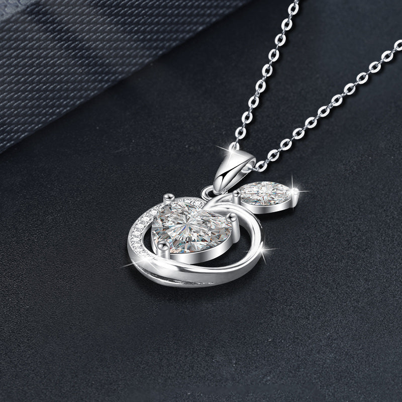 S925 Sterling Silver Moissanite Apple Pendant Necklace