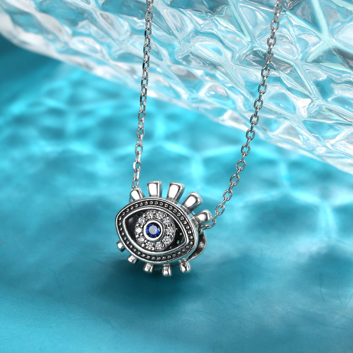 S925 Sterling Silver Devil's Eye Beaded Pendant