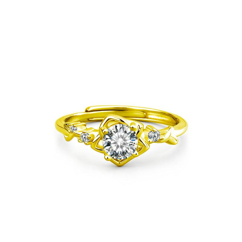S925 Sterling Silver Moissanite Asterism Guard Ring