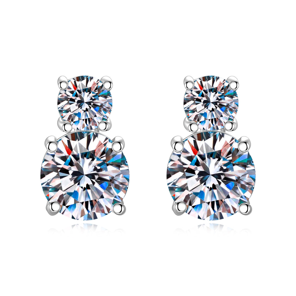 S925 Sterling Silver Four-Prong Moissanite Stud Earrings