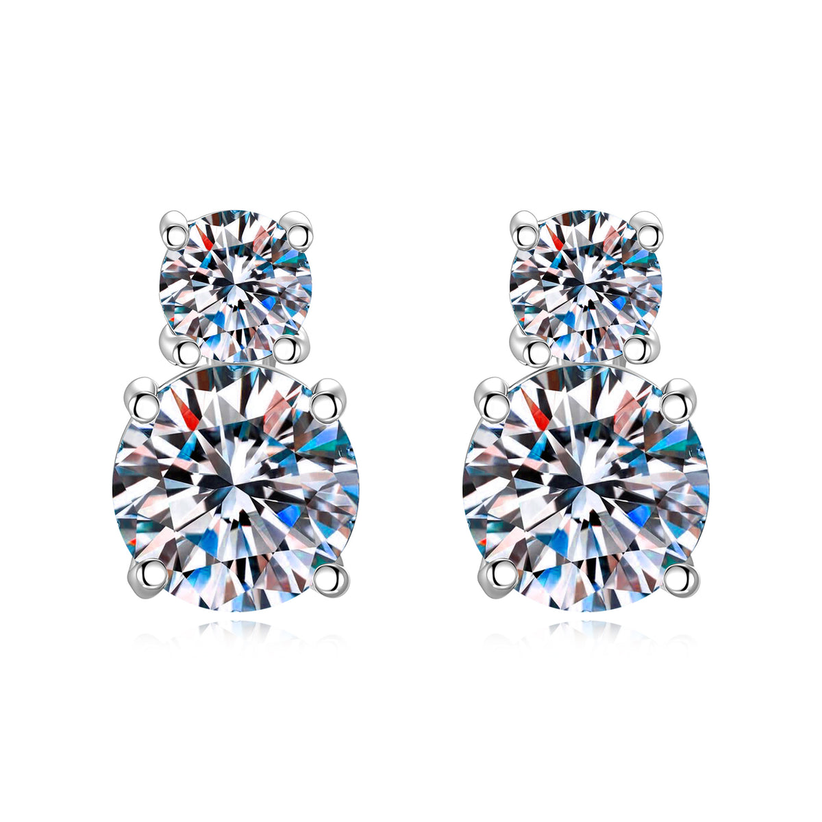 S925 Sterling Silver Four-Prong Moissanite Stud Earrings