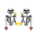 S925 Sterling Silver Halloween Skull and Bone Stud Earrings