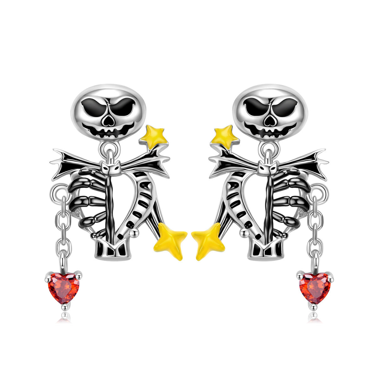 S925 Sterling Silver Halloween Skull and Bone Stud Earrings