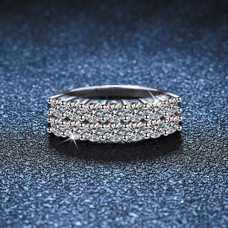 S925 Sterling Silver Full Diamond Accent Stackable Ring