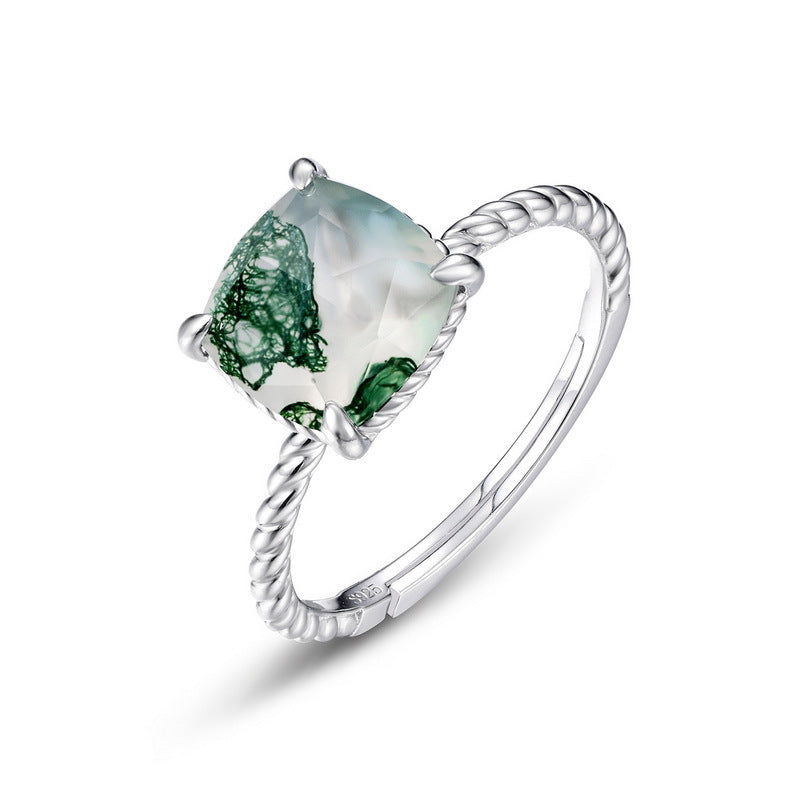 S925 Sterling Silver Gold-Plated Multi-Colored Natural Gemstone Ring