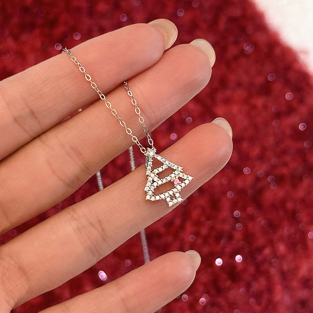 S925 Sterling Silver Christmas Tree Zircon Collarbone Necklace