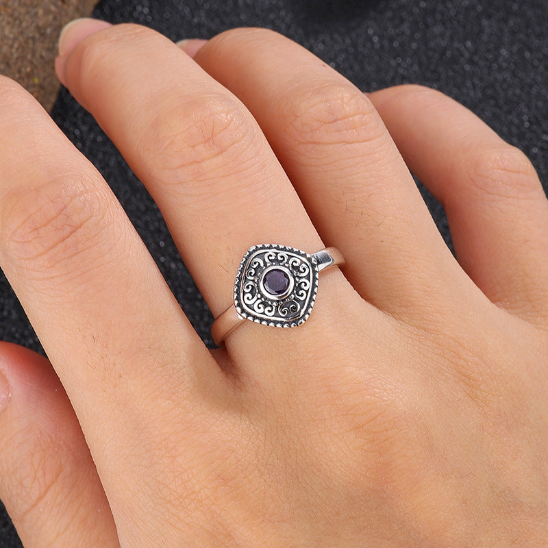 S925 Sterling Silver Halloween Ring with Antiqued Pattern